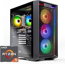 Skytech Nebula Gaming PC Desktop, Ryzen 5 5600 3.5 Ghz (4.4GHz Turbo Boost), NVIDIA RTX 3050 6GB GDDR6, 1TB SSD, 16GB DDR4 RAM 3200, 650W Gold PSU, Wi-Fi, Win 11 Home