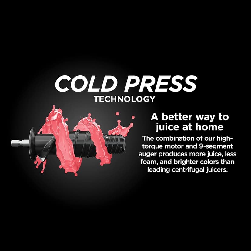 Ninja NeverClog Cold Press Juicer, Powerful Slow Juicer with Total Pulp Control, Countertop, Electric, 2 Pulp Functions, Dishwasher Safe, 2nd Generation, Charcoal, JC151