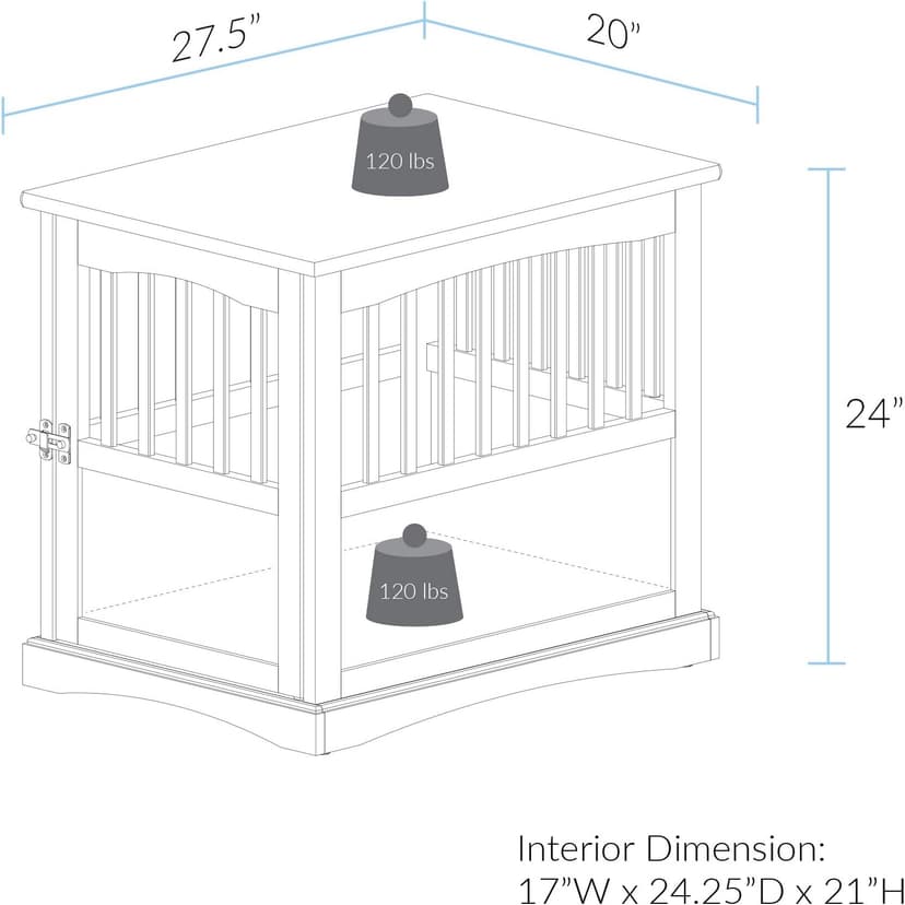 Casual Home Wooden Medium Pet Crate, End Table, Espresso