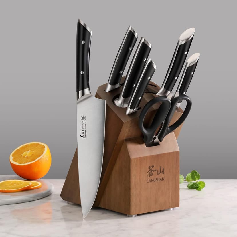 Cangshan HELENA Series German Steel Forged Knife Block Set (8-Piece, Black)