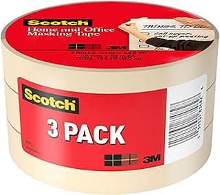 Scotch Masking Tape, 3 Rolls, 0.70 in x 54.6 yd, Great for Everyday Use, Strong Adhesive, Tan Masking Tape (3436-3)