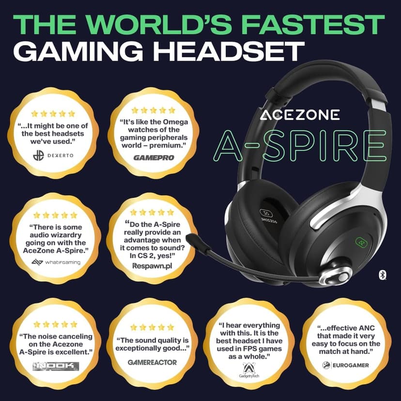 A-Spire - ANC Gaming Headset - Active Noise Cancellation - Noise Cancelling Flip-to-Mute Microphone - Mobile App - Lightweight - Windows PC - PS4 - PS5 - Xbox - Switch - Android - iOS - Mac