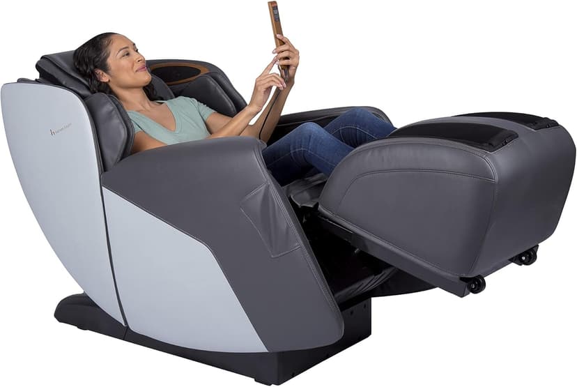 Human Touch Quies Zero Gravity Massage Chair, Full Body Back, Leg, Shoulder Acupressure, 9 Programmed S & L Track Massages, Dual Lumbar Heat w Extending Calf & Foot Massage, Built-in Speakers, Gray