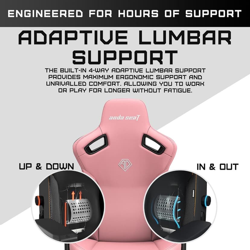 Anda Seat Kaiser 3 XL Gaming Chairs for Adults - Ergonomic Pink PVC Leather Gaming Chair with Lumbar Support, Comfortable Office Seat with Neck Support - Heavy Duty Wide Gamer Seat