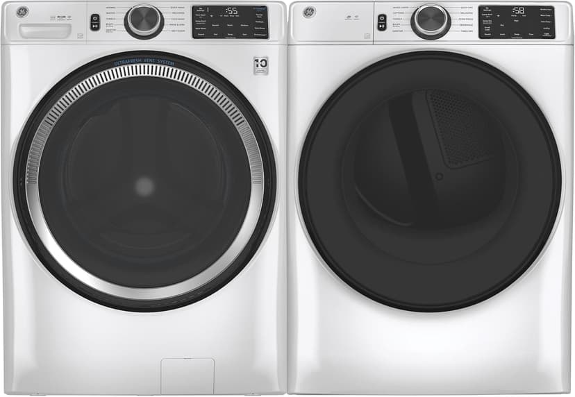 GE GFD55ESSNWW 28" Front Load Electric Dryer with 7.8 cu. ft. Capacity Built-in WiFi HE Sensor Dry and Sanitize Cycle in White