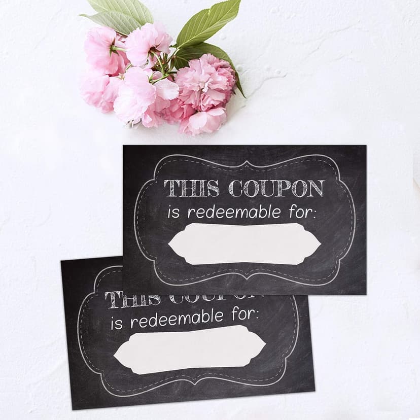 50 Coupon Cards, Coupons for Mom, Wife, Husband, Business, Business Blank Coupons Gift Certificates Vouchers.