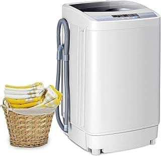 COSTWAY Portable Washing Machine, 12 Lbs Capacity Full-automatic Washer with 10 Wash Programs, LED Display, 8 Water Levels, Compact Laundry Washer and Dryer Combo for Home, Apartment, Dorm, RVs