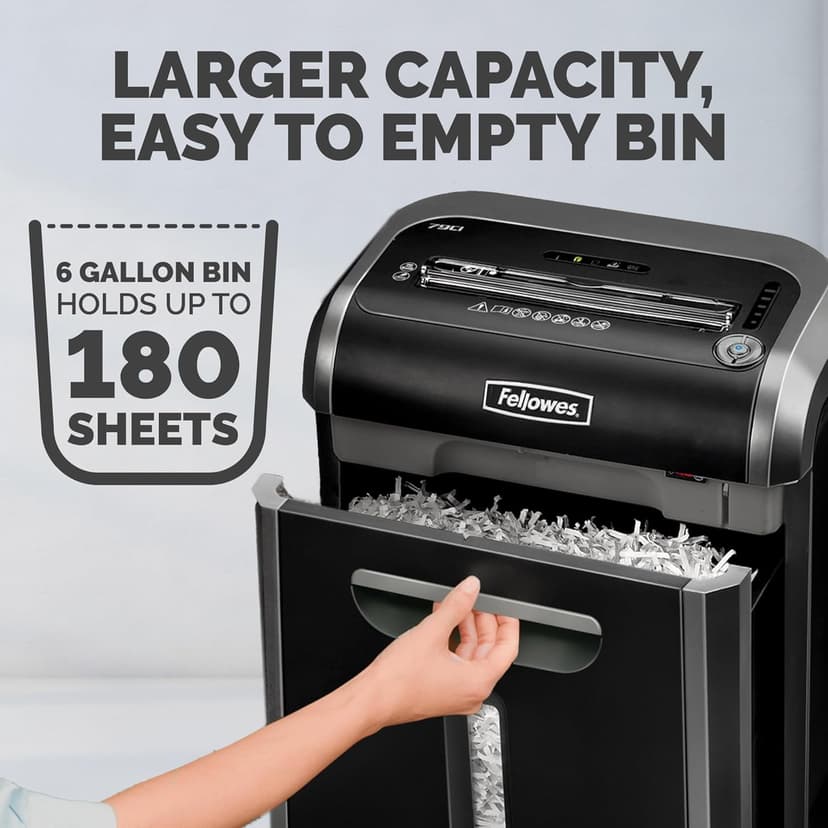 Fellowes ‎Powershred 79Ci 16-Sheet 100% Jam-Proof Heavy Duty Crosscut Paper Shredder Machine for Office and Home, Black/Dark Silver 3227919