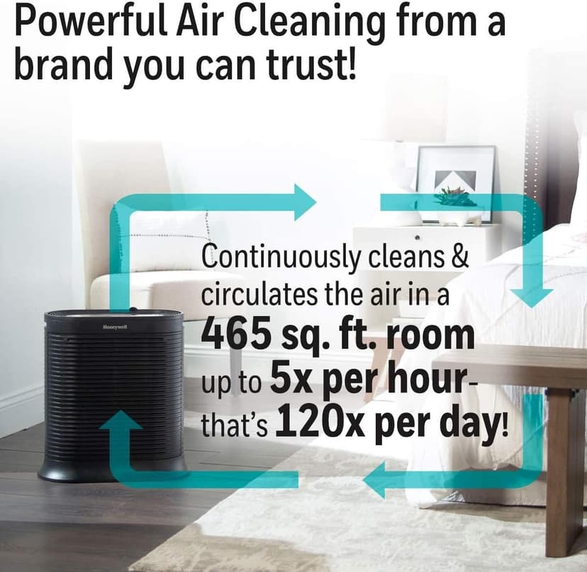 Honeywell HPA300 HEPA Air Purifier for Extra Large Rooms - Microscopic Airborne Allergen+ Dust Reducer, Cleans Up To 2250 Sq Ft in 1 Hour - Wildfire/Smoke, Pollen, Pet Dander – Black