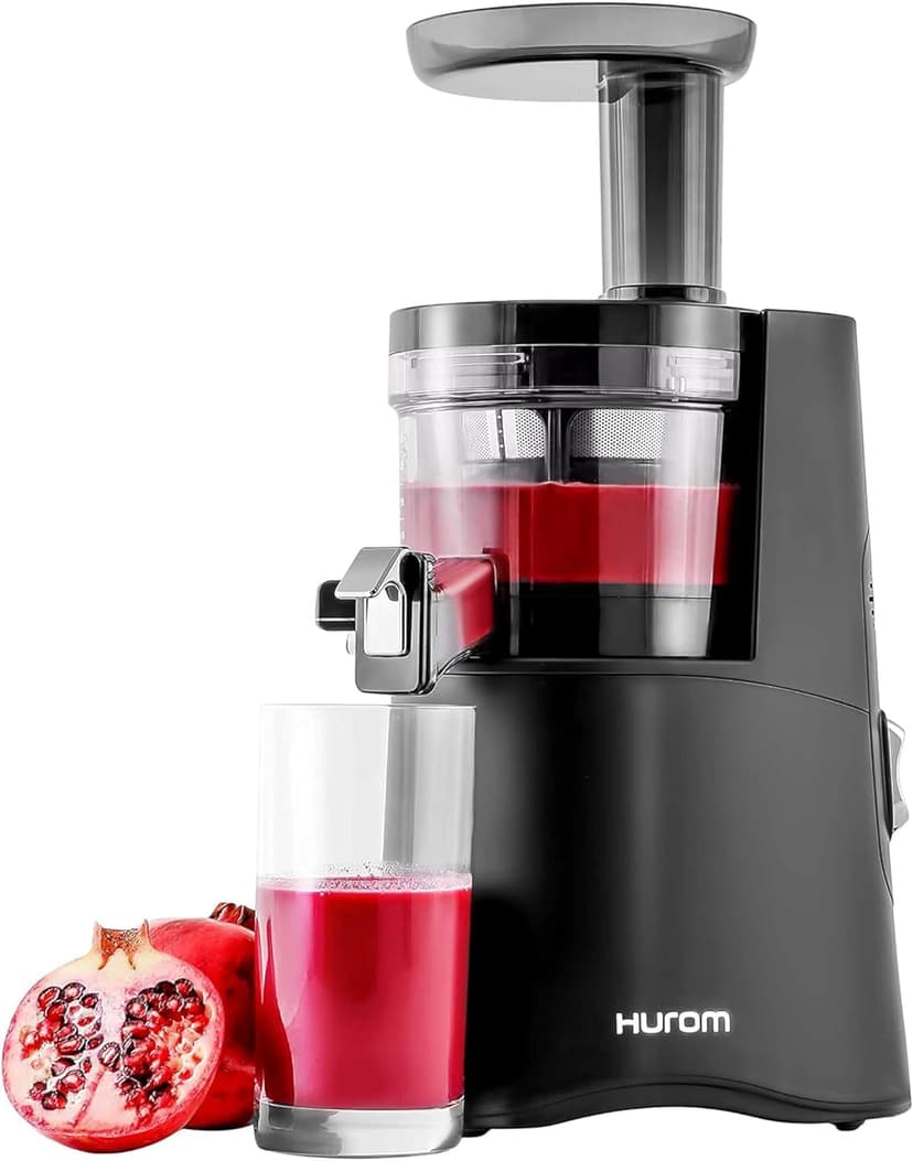 Hurom H-AA Cold Press Juicer Machine, Easy to Clean Masticating Slow Juicer, Coarse Strainer, Adjustable Lever, Minimal Juice Pulp, High Nutrient Extraction (Black)