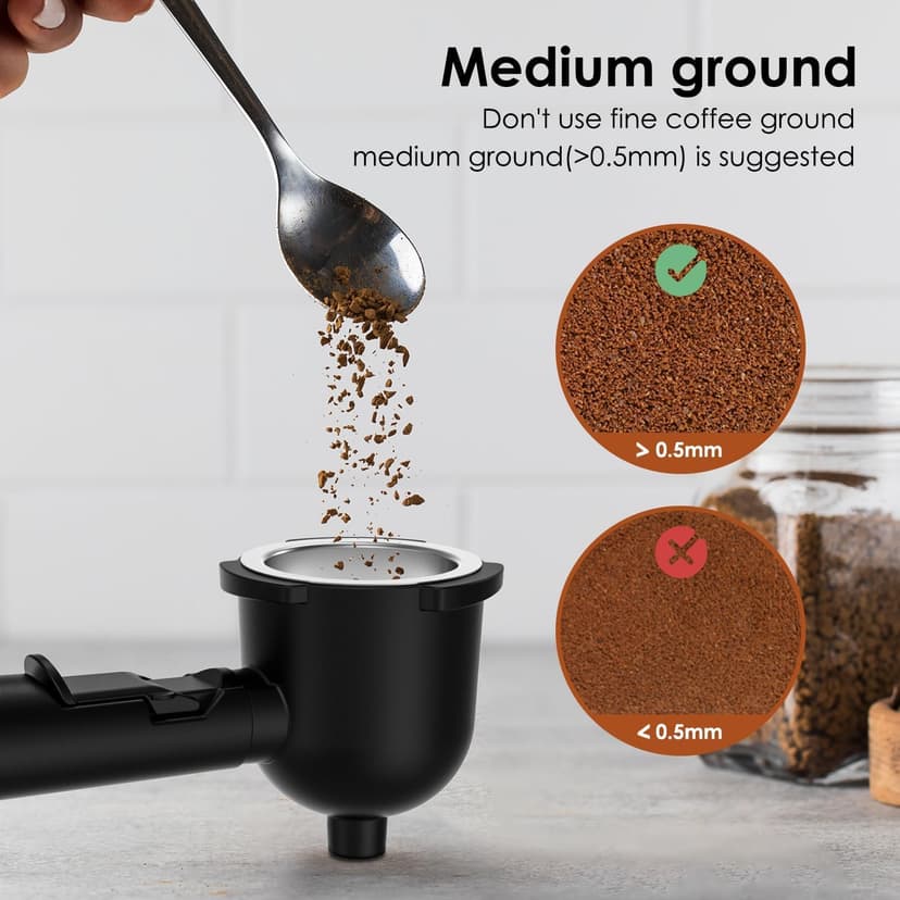 Espresso Coffee Machine Cappuccino Latte Maker 3.5 Bar 1-4 Cup with Steam Milk Frother, Black