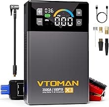 VTOMAN X3 Jump Starter with Air Compressor, 3500A Portable Car Battery Jumper Starter (9L Gas/8.5L Diesel Engines) with 160PSI Auto-Shutoff Tire Inflator, 12V Lithium Battery Booster Pack, Jump Box