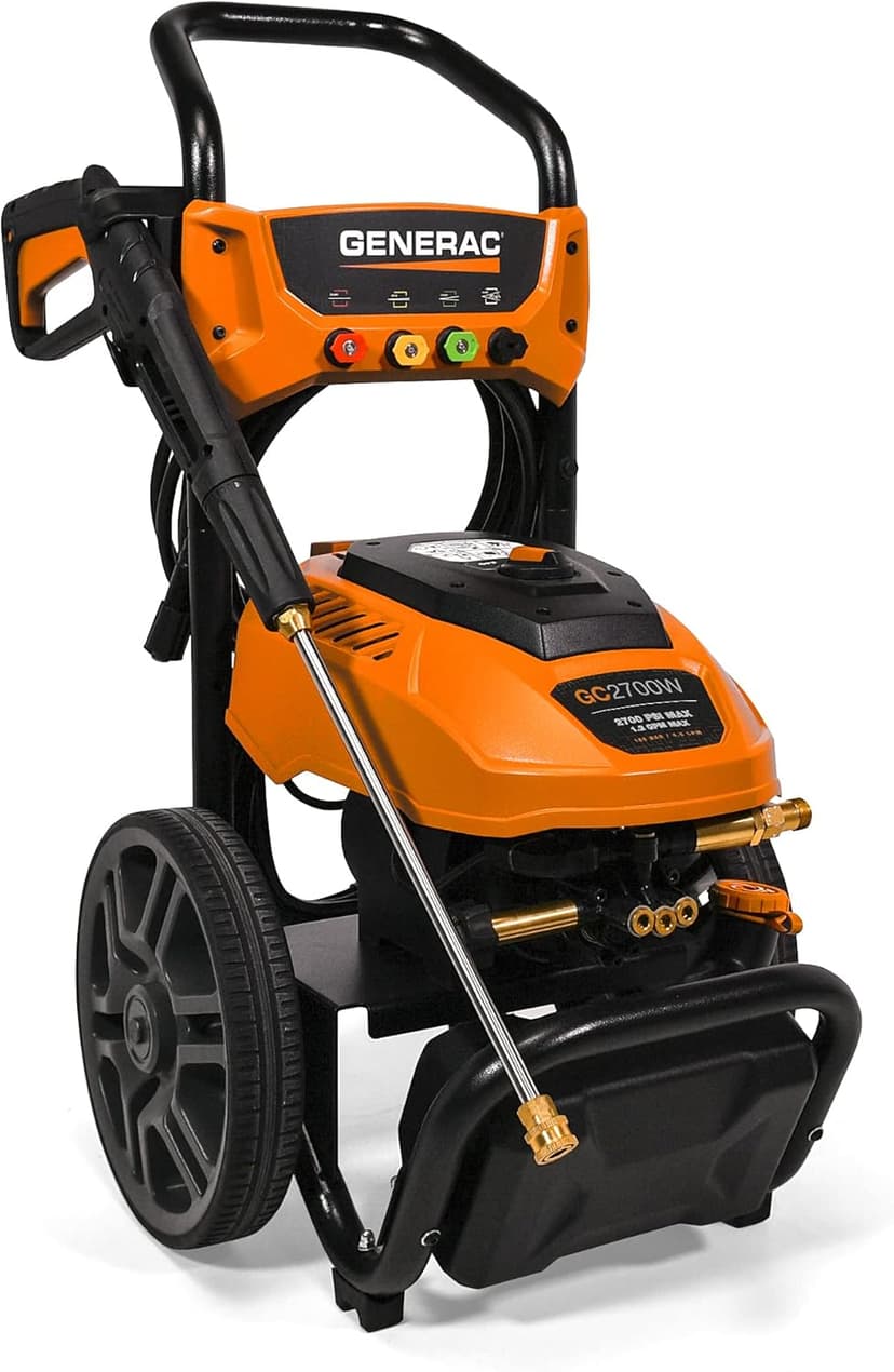 Generac 8888 2700 PSI 1.2 GPM Electric-Powered Residential Pressure Washer - Powerful & Efficient Cleaning - Portable, Ideal for Home Use - 50-State/CARB Compliant