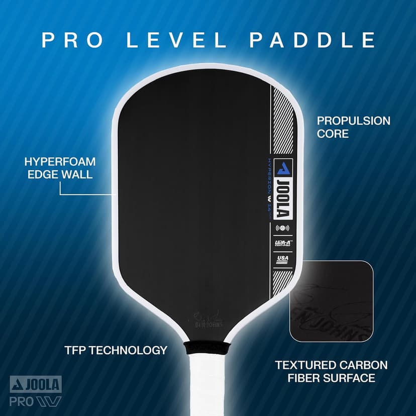 JOOLA Pro IV Pickleball Paddles – Raw Carbon Fiber Surface – Perseus, Hyperion, Scorpeus & Magnus Shapes – 14mm/16mm – Tech Flex Power – Propulsion Core – Wide or Elongated – UPA-A and USAP Approved