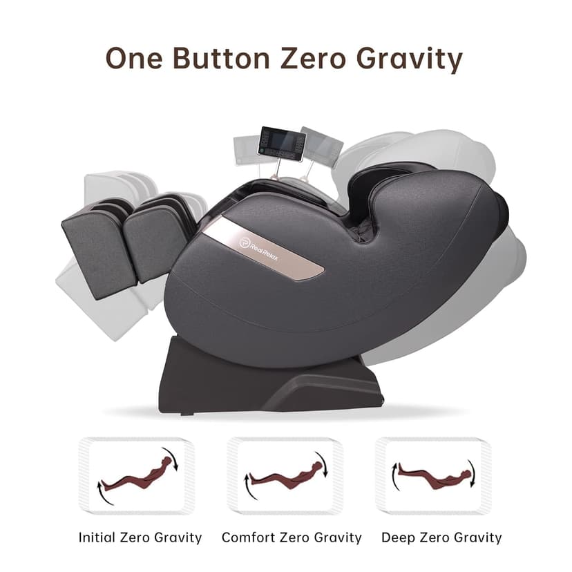 Real Relax 2025 Full Body Massage Chair of Dual-core S Track,Shiatsu Massage Recliner of Zero Gravity with APP and LCD Control,Lower Back and Calf Heating,Bluetooth,Home or Office Use,Black