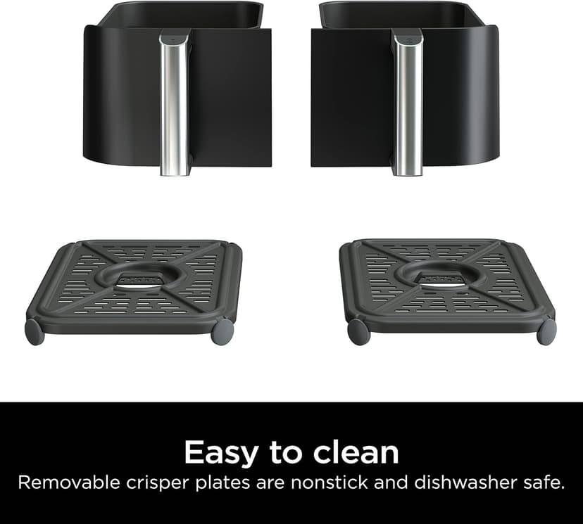 Ninja DZ090 Foodi 6 Quart 5-in-1 DualZone 2-Basket Air Fryer with 2 Independent Frying Baskets, Match Cook & Smart Finish to Roast, Bake, Dehydrate & More for Quick Snacks & Small Meals, Black