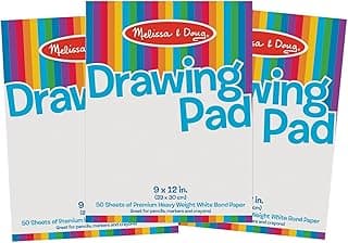 Melissa & Doug Drawing Paper, Sketch Pad, 3-Pack Bundle for Coloring, Writing or Painting (9 x 12 inches) - 50 Sheets Each, Kids Drawing Pad & Art Supplies for Kids Ages 3+ - FSC Certified