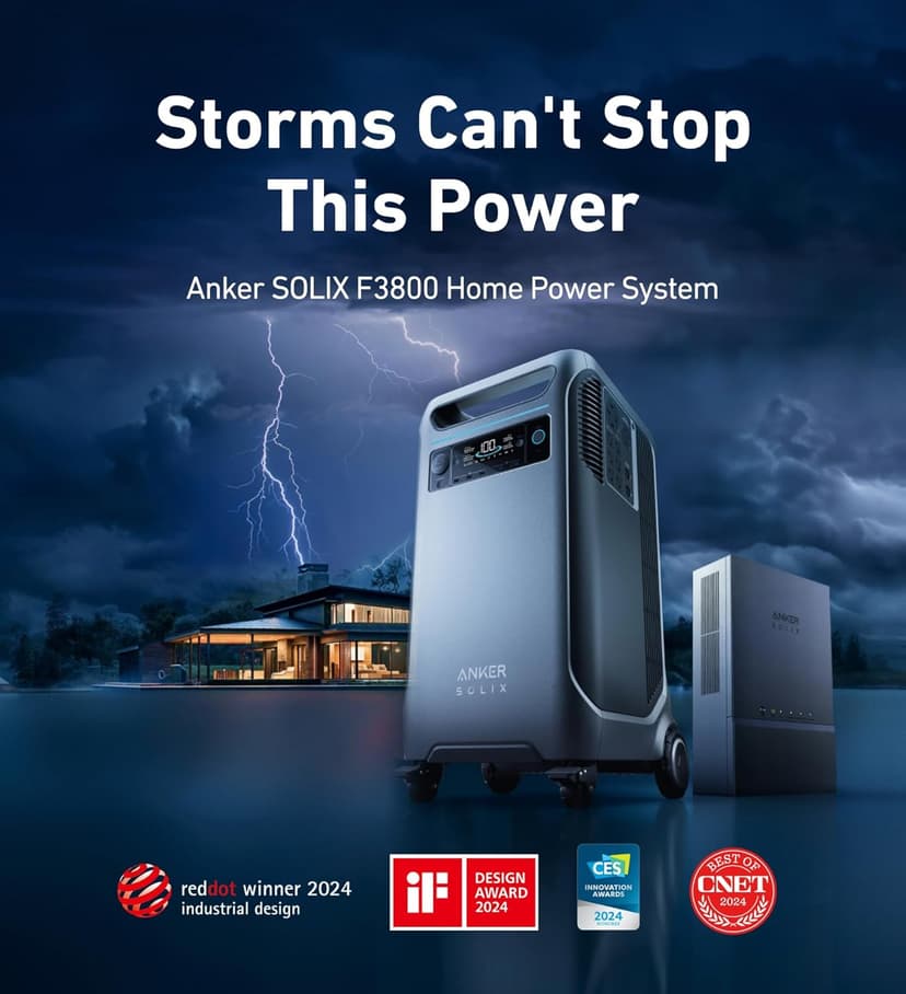 Anker SOLIX F3800 Portable Power Station with 2× 200W Solar Panels, 3,840Wh LiFePO4 Battery, 120V/240V 6,000W AC Output, Solar Generator for Home Use, RVs, Emergencies, Outages, and Outdoor Camping