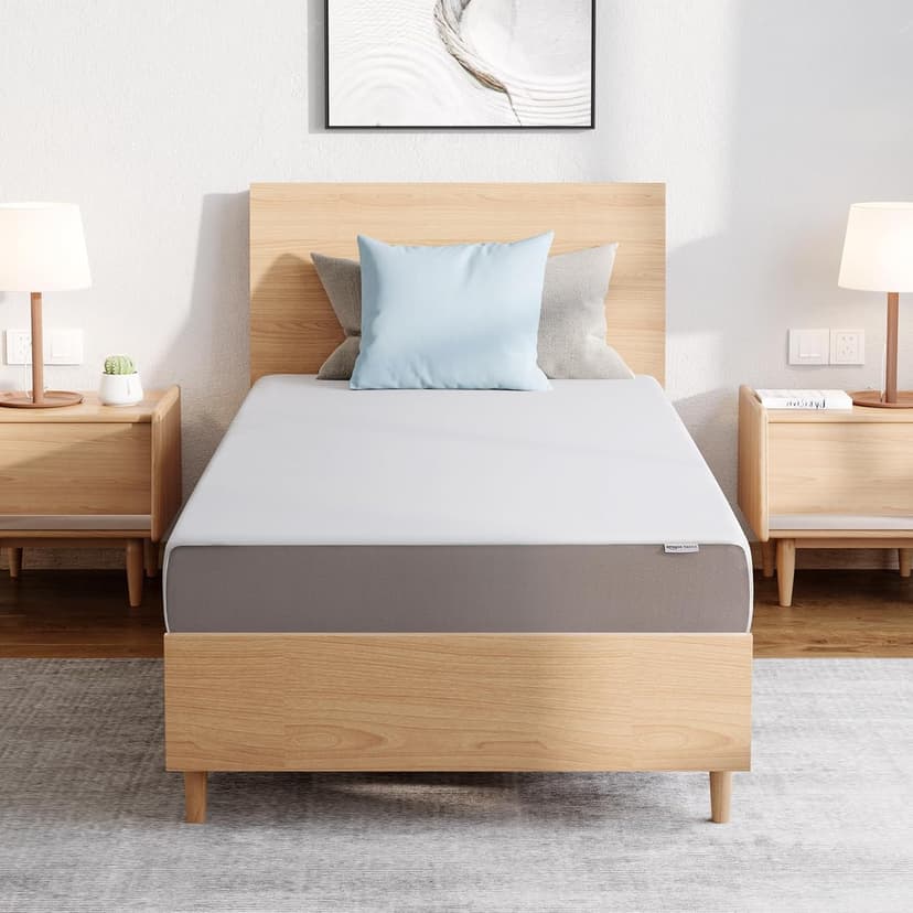 Amazon Basics Memory Foam Mattress, Medium Firm, 8 Inch, Twin, White/Grey