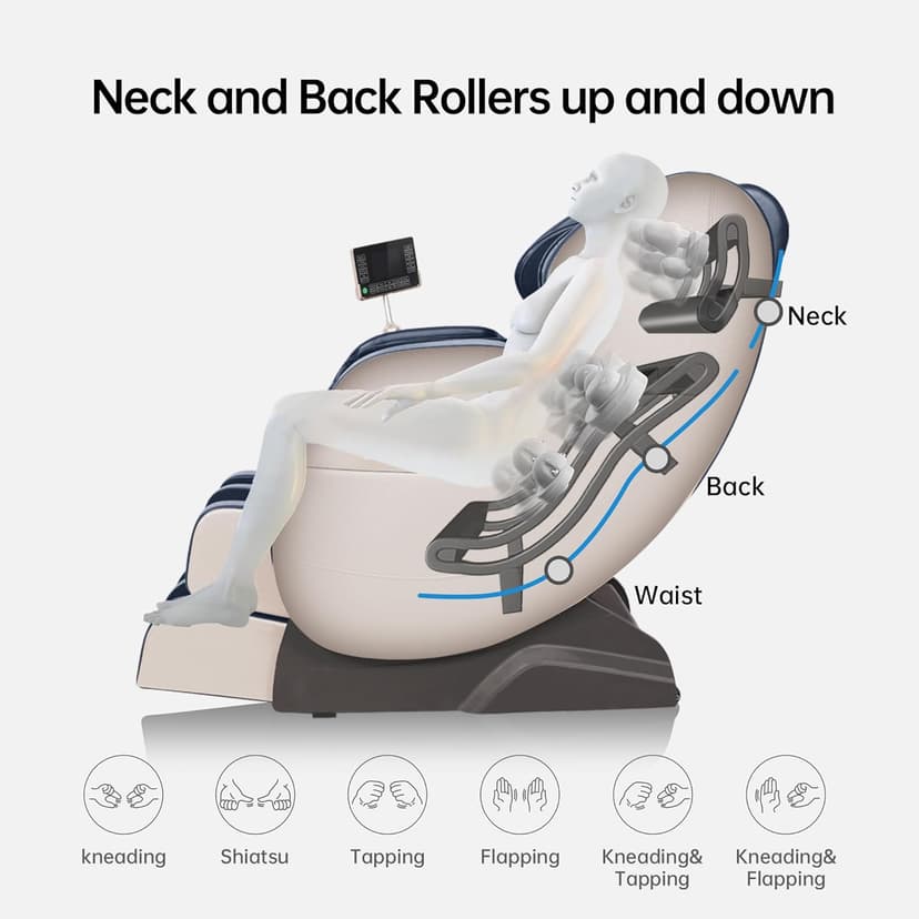 Real Relax 2025 Full Body Massage Chair of Dual-core S Track,Shiatsu Massage Recliner of Zero Gravity with APP and LCD Control,Lower Back and Calf Heating,Bluetooth,Home or Office Use,Black