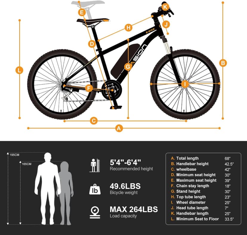 Jasion EB5 Electric Bike for Adults with Peak 500W Brushless Motor, 40Miles 20MPH Commuting Electric Mountain Bike with 360Wh Removable Battery, 7-Speed, 26" Tires and Front Fork Suspension