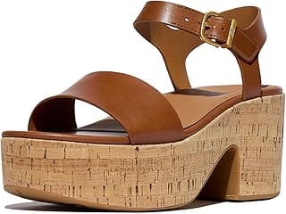 FitFlop womens Platfforms Leather/Cork Heeled Ankle-strap Sandals