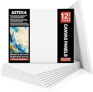 Canvases for Painting 8x10 Inch, Canvas Bulk Pack of 12, 8 oz Primed Canvas Panel, Blank Canvas for Painting, Canvas Boards for Painting Acrylic and Oil, Art Supplies for Adults and Teens.