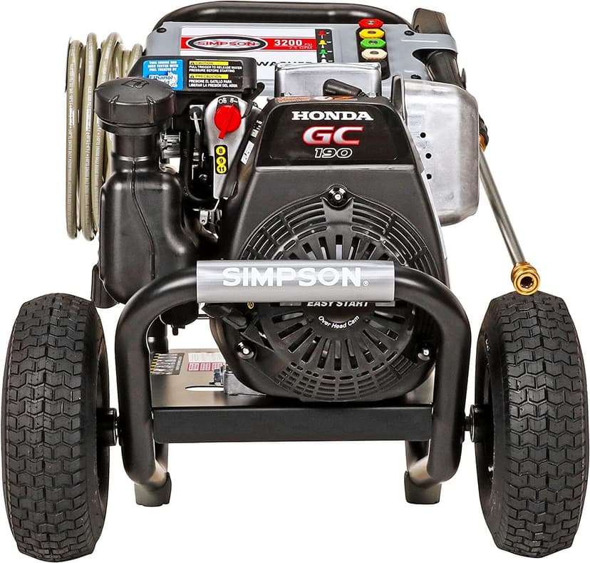 SIMPSON 3200PSI Gas Pressure Washer, 2.5GPM, Honda GC190 Engine, Spray Gun, 5 Nozzle Tips, 25ft Hose, 49 States