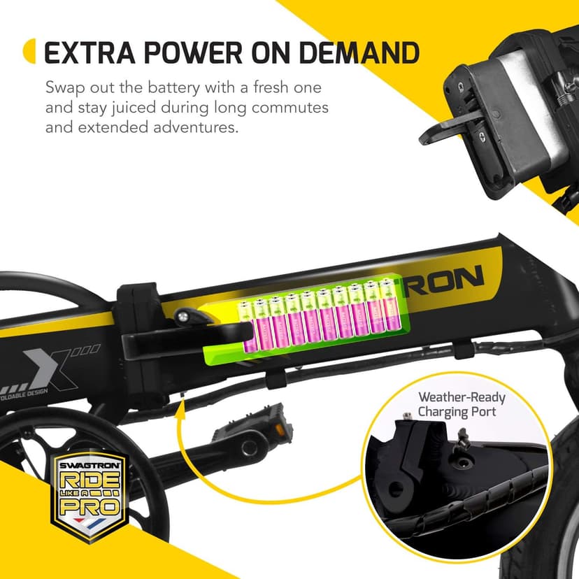 Swagtron Swagcycle EB-5 Plus Folding Electric Bike with Pedals and Removable Battery