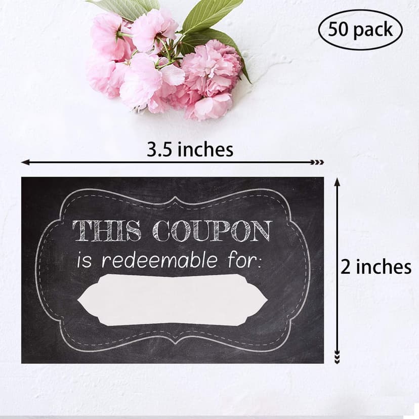 50 Coupon Cards, Coupons for Mom, Wife, Husband, Business, Business Blank Coupons Gift Certificates Vouchers.