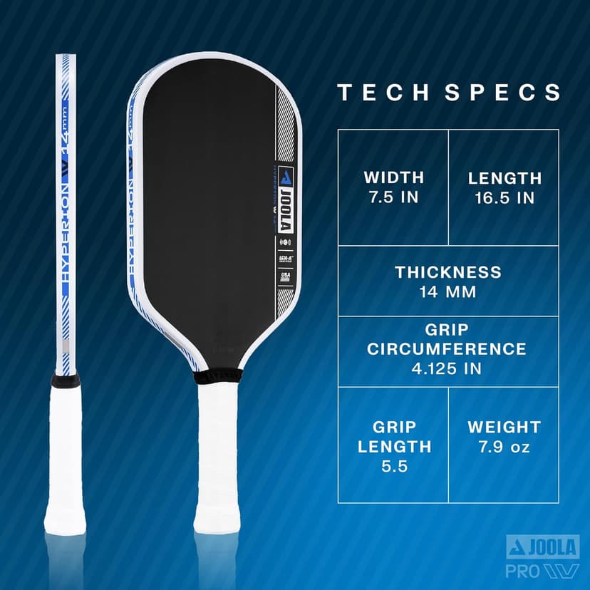 JOOLA Pro IV Pickleball Paddles – Raw Carbon Fiber Surface – Perseus, Hyperion, Scorpeus & Magnus Shapes – 14mm/16mm – Tech Flex Power – Propulsion Core – Wide or Elongated – UPA-A and USAP Approved