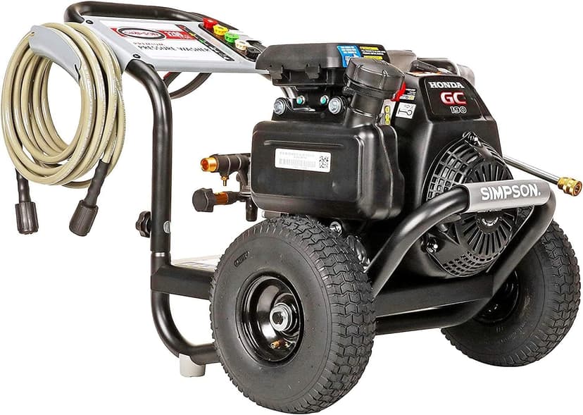 SIMPSON 3200PSI Gas Pressure Washer, 2.5GPM, Honda GC190 Engine, Spray Gun, 5 Nozzle Tips, 25ft Hose, 49 States