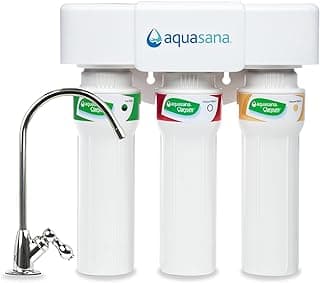 Aquasana Under Sink Water Filter System - Reduces PFAS, Lead, & Chlorine in Drinking Water - Under Counter Claryum Filtration for Kitchen - 3-Stage Max Flow - Chrome Faucet - AQ-5300+.56