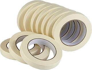 Lichamp Masking Tape 10 Pack General Purpose Beige White Color, 0.75 inch x 55 Yards x 10 Rolls (550 Total Yards), for Painting, Home, Office, School Stationery, Arts, Crafts etc. (3004)