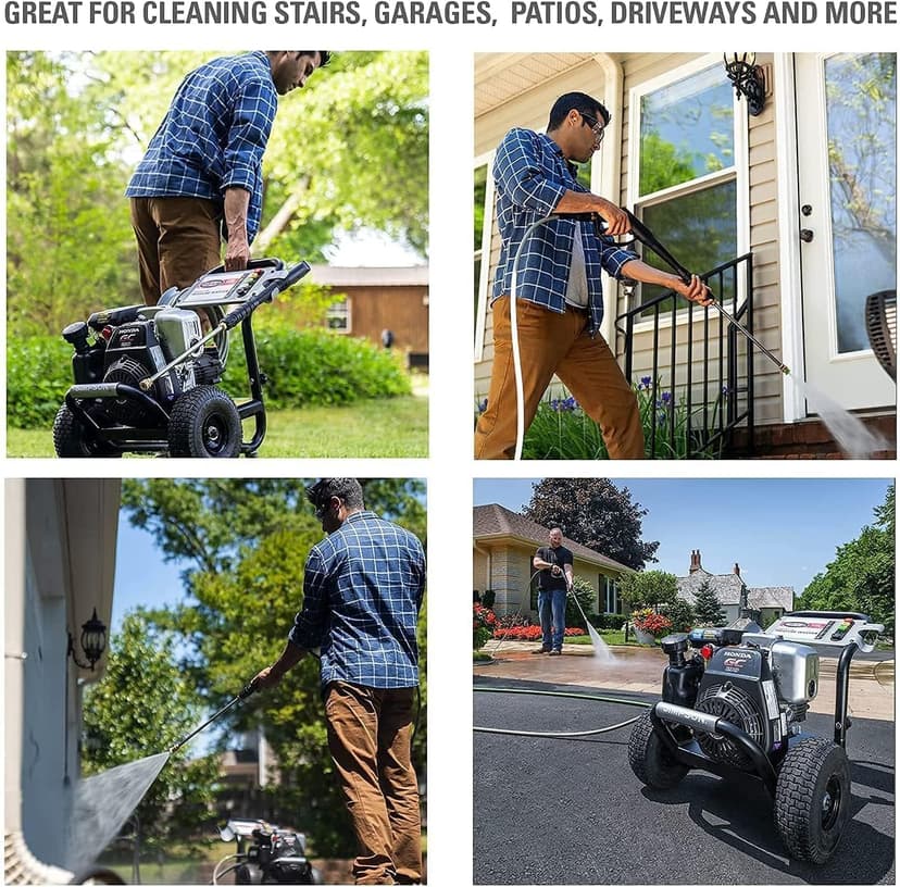 SIMPSON 3200PSI Gas Pressure Washer, 2.5GPM, Honda GC190 Engine, Spray Gun, 5 Nozzle Tips, 25ft Hose, 49 States