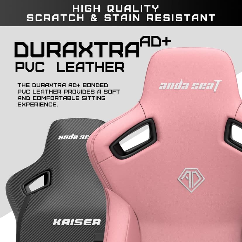 Anda Seat Kaiser 3 XL Gaming Chairs for Adults - Ergonomic Pink PVC Leather Gaming Chair with Lumbar Support, Comfortable Office Seat with Neck Support - Heavy Duty Wide Gamer Seat