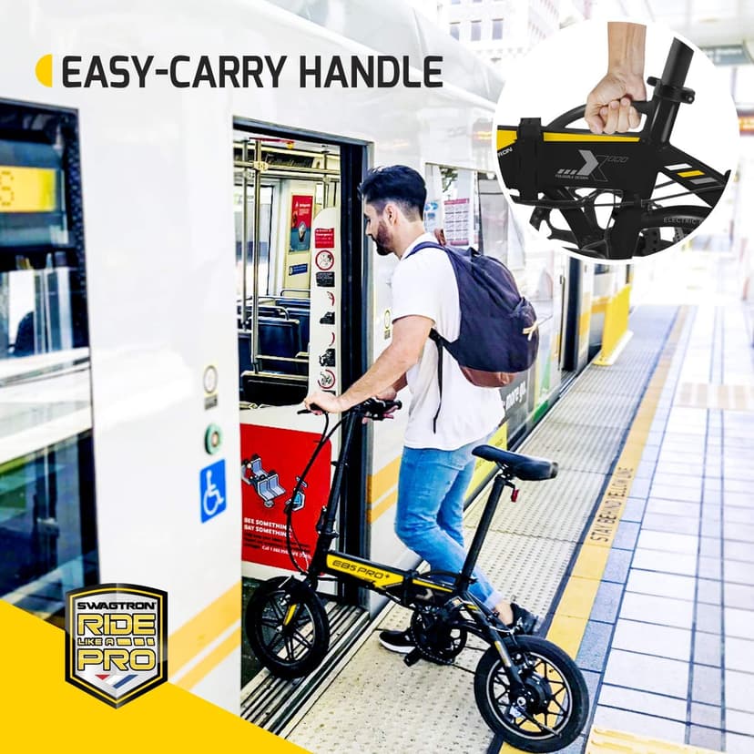 Swagtron Swagcycle EB-5 Plus Folding Electric Bike with Pedals and Removable Battery
