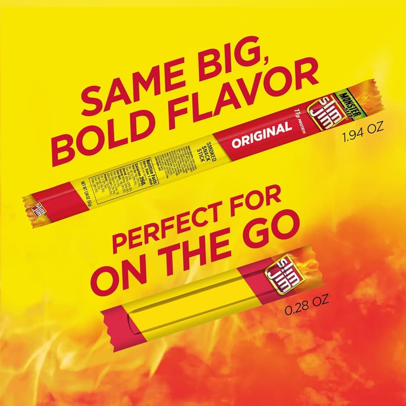Slim Jim Smoked Meat Sticks, Original Flavor, 6g Protein Per Serving, Snack Size, Lunchbox Snack, 0.28 oz. (46 Count)