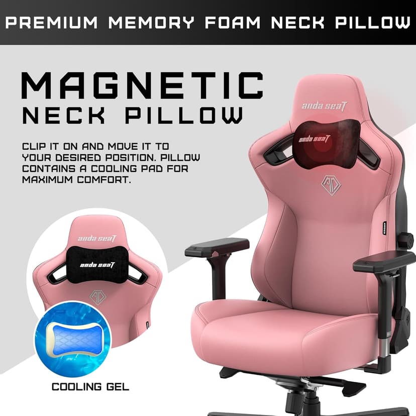 Anda Seat Kaiser 3 XL Gaming Chairs for Adults - Ergonomic Pink PVC Leather Gaming Chair with Lumbar Support, Comfortable Office Seat with Neck Support - Heavy Duty Wide Gamer Seat