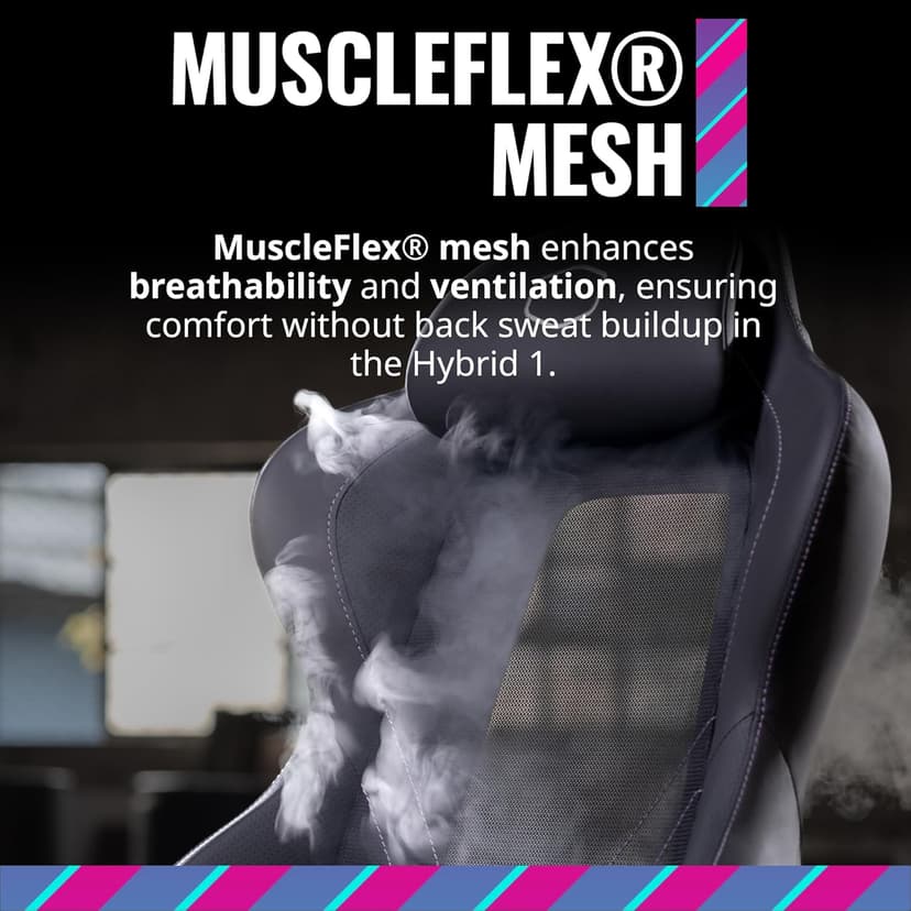 Cooler Master Hybrid 1 Ergonomic Gaming Chair MuscleFlex® Mesh, Cold-Molded Foam, Steel Frame | Aluminum Base. 180 Reclining, Adjustable Lumbar Support | Gas Lift, 360° Swivel for PC Game | Office