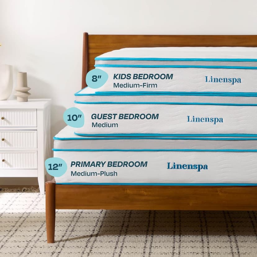 Linenspa 8 Inch Memory Foam and Spring Hybrid Mattress - Medium Firm Feel - Bed in a Box - Quality Comfort and Adaptive Support - Breathable - Cooling - Guest and Kids Bedroom - Twin XL Size