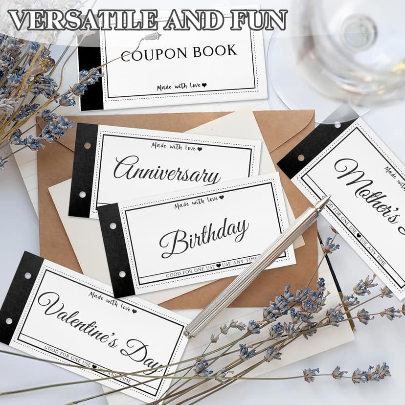 Personalized Coupon Book, 30 Blank Voucher Cards Booklet for All Occasions, Mothers Day Gifts for Mom, Unique Birthday Gifts for Boyfriend Wife Husband Girlfriend Best Friend
