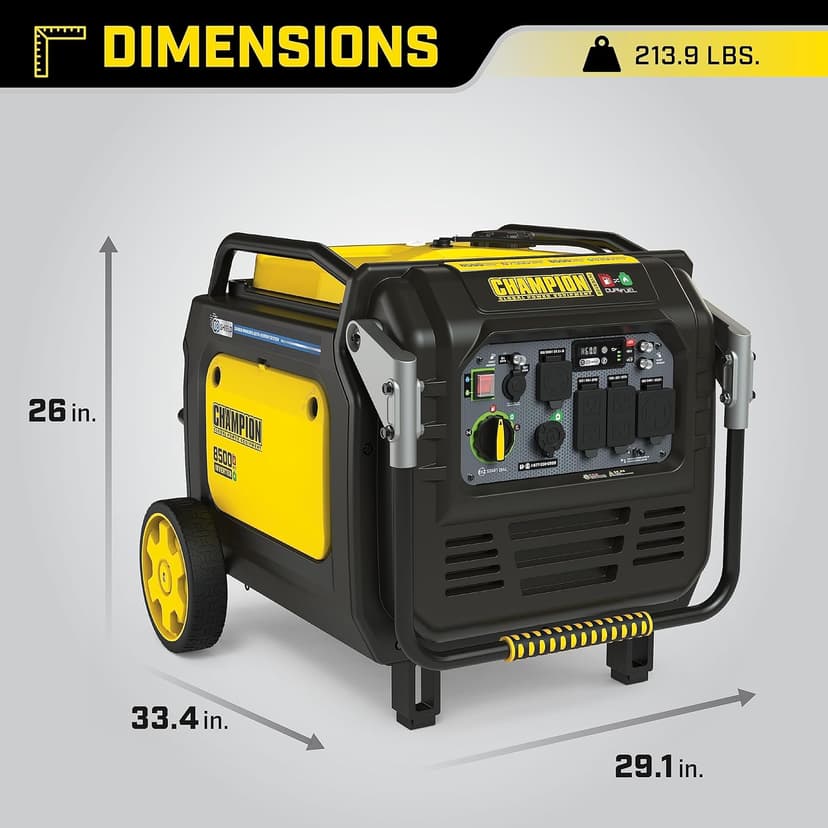 Champion Power Equipment 8500-Watt Electric Start Dual Fuel Home Backup Portable Inverter Generator with Quiet Technology and CO Shield