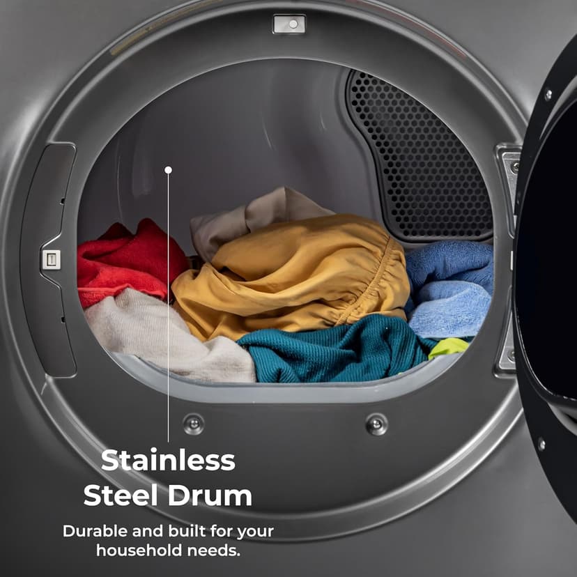 Kenmore 2682273 Front Load Electric Dryer with Steam, Wrinkle Guard, Energy Saver, Smart Sensor Drying System, 8.0 cu. ft. Total Capacity, Metallic Silver