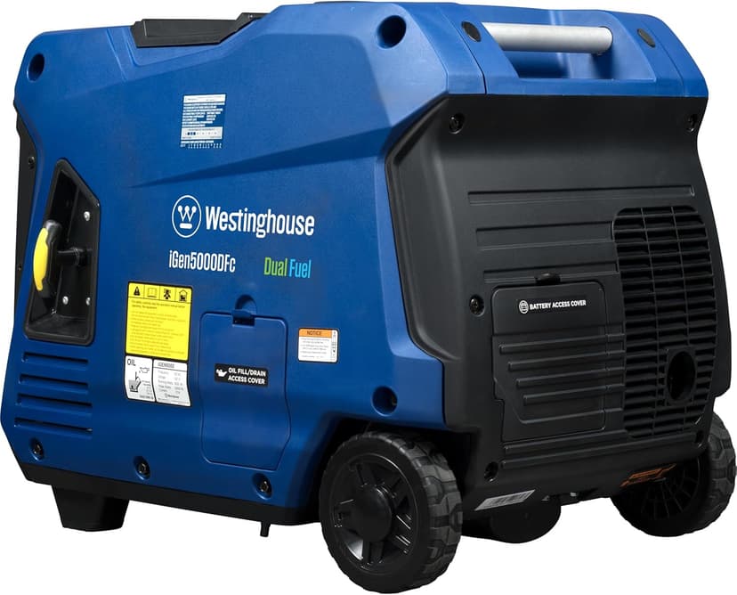 Westinghouse 5000 Peak Watt Super Quiet Dual Fuel Portable Inverter Generator, Remote Electric Start, Gas & Propane Powered, RV Ready, CO Sensor, Parallel Capable