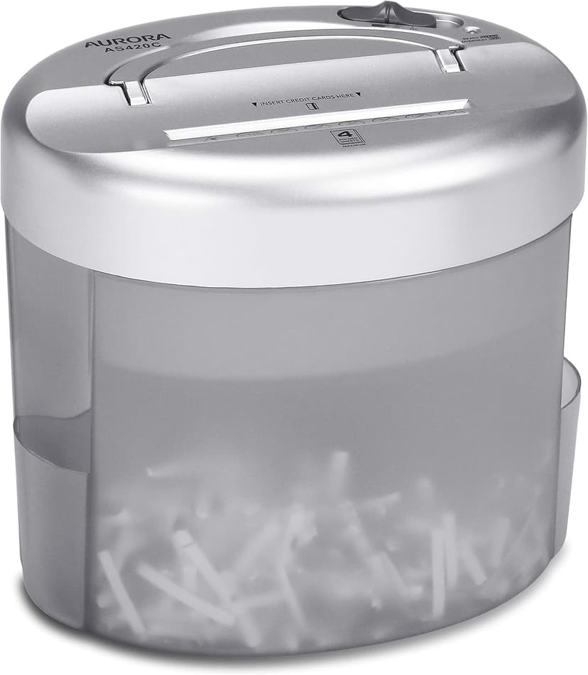 Aurora AS420C Desktop-Style Cross-Cut Paper Shredder, 4-Sheet Crosscut Desktop