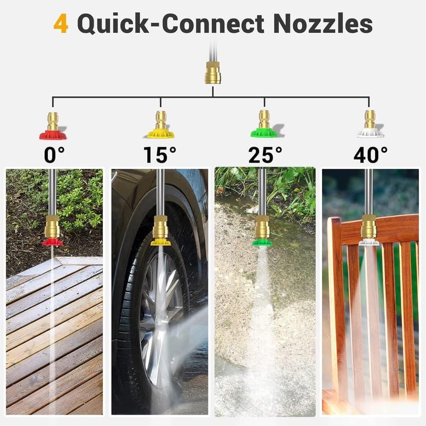 Rock&Rocker Electric Pressure Washer, Power Washer 2150PSI Max 2.6 GPM Power Washer with Hose Reel, 4 Quick Connect Nozzles, Soap Tank, for Fence, Green (HRX14P-2)