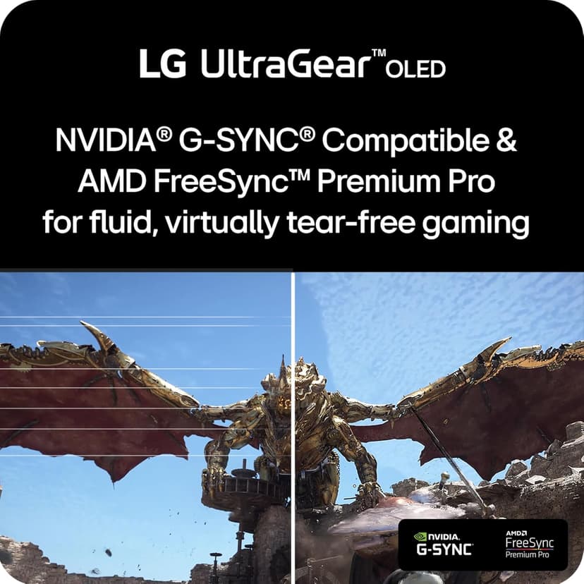 LG ‎27GS95QE 27-inch Ultragear OLED Gaming Monitor QHD 1440p 240Hz 0.03ms DisplayHDR True Black 400 AMD FreeSync Premium Pro NVIDIA G-Sync HDMI 2.1 DisplayPort Tilt/Height/Swivel Stand Black