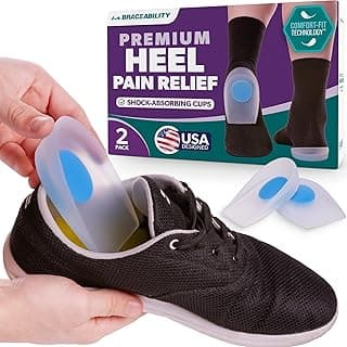 BraceAbility Heel Spur Cups | Medical-Grade Silicone Plantar Fasciitis Insole Cushion Pads, Gel Foot Orthotic & Shoe Insert Protectors (Pair - Medium)