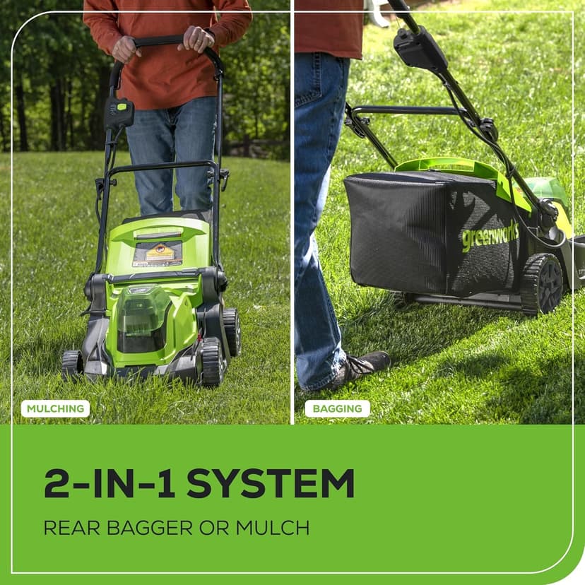 Greenworks 48V (2 x 24V) 17" Cordless (Push) Lawn Mower (125+ Compatible Tools), (2) 4.0Ah Batteries and Dual Port Rapid Charger Included